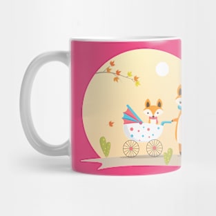 Mother Fox And Baby Fox In Carriage Mug